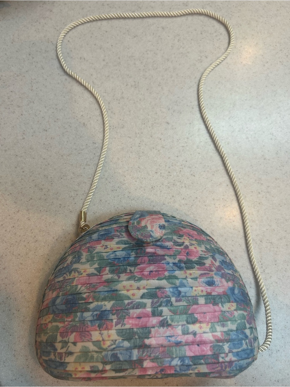Vintage Whiting and Davis Floral Pleated Crossbody Purse